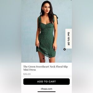 Rihoas Floral Green Mini Dress - adjustable tie straps